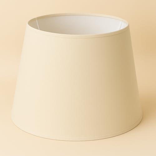 40 cm Lampenschirm, Baumwollstoff mit weißer PVC-Rückseite, handgefertigtes Produkt, für Tischlampe, Stehlampe (Creme)