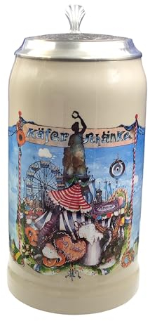 Steinfixx® - Original Käfer Oktoberfestkrug Käfer-Schänke aus dem Jahr 2000 mit Zinndeckel