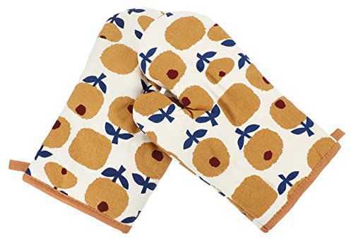 UTHCLO Insulated Oven Mitts Heat Resistant Baking Gloves Grey Style Kitchen Mittens Hanging Rope Included