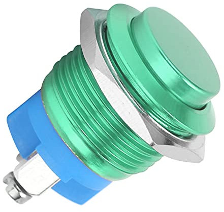 Metal Push Button Switch Click Self Reset Fully Oxidized for Screw Foot, Pushbutton Switches (Green)