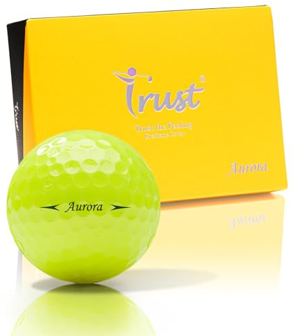 Trust Golf Aurora Palline da Golf 3 Strati, Rivestimento in Uretano Cristallino – Traiettoria Lunga e Dritta, Stabilità e Controllo, Qualità Tour, Gialle, 12 Palline