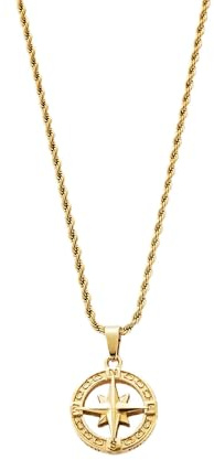 CRAFTD - Gold North Star Pendant Necklace - Durable 18K Gold & 316L Stainless Steel - 52cm Gold Chain Link with 20MM x 20MM Pendant - Waterproof, Heat & Sweat Resistant - Men's Jewellery