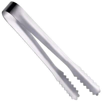 Pinzas para servir alimentos, pinzas de metal para cubitos de hielo de cocina, pequeñas herramientas de cocina, aperitivos, postres, pinzas de servir de acero inoxidable con dientes para el hogar y