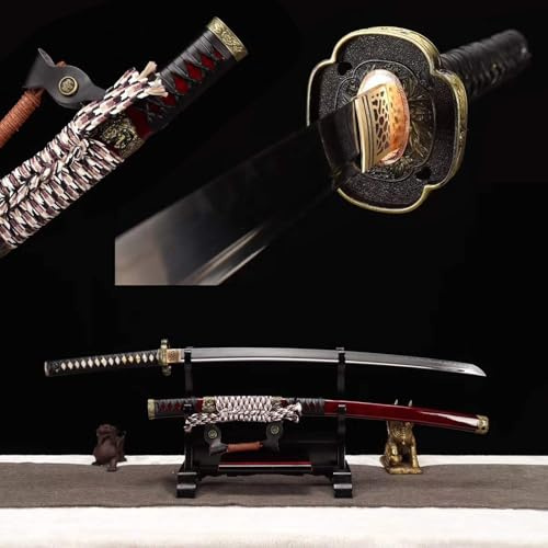 40 Zoll mit Holzscheide Samurai Tachi,T10 Stahl Katan,japanische handgemachte Tachi,echtes Schwert,Trainingsschwert Samurai Schwert,für Iaido,Kendo,Cosplay,Geschenke