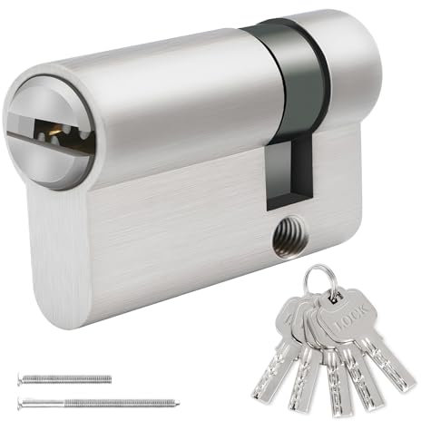 Hengsong Schließzylinder 10/30 Zylinderschloss mit 5 Schlüssel, Profilzylinder Türzylinder, ca.4mx1.5xmx3cm, Silber