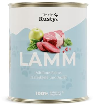 Uncle Rusty's | Premium Hundefutter nass | Lamm mit Rote Beete, Haferkleie und Apfel | 6er Pack (6 x 800g)
