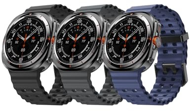 NotoCity Galaxy Watch Ultra-armband, silikonarmband för Galaxy Watch Ultra 47 mm för män och kvinnor, andningsbart magnetiskt sportband (svart + vit + stjärnljus)