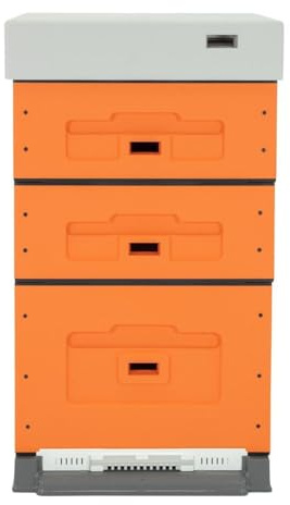 LYSON Bienenbeute Styropor Dadantbeute Dadant Blatt Beute OPTIMA Bienenstock-Set mit niedrigem Varroa-Kunststoffboden (ORANGE-GRAU) für die Selbstmontage (Passende Rahmen:47×43,5x30cm;47×43,5x15,9cm)