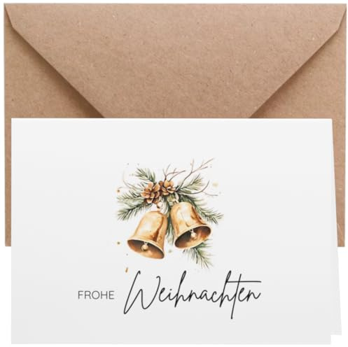 ZETTMANN® 20er Premium Weihnachtskarten mit Umschlag Set - 10 Weihnachtskarten und 10 Umschläge - Grußkarten Weihnachten (Weihnachtsglocken)