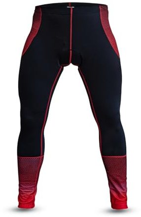 FT Fashion Track Cycling Trousers Men – Coolmax Padded Thermal Cycling MTB Trousers with Flat Lock Stitching - Stretch Roubaix Elasticated Fabric Material for Hiking, Camping, Climbing & Running Red