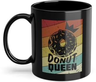 Donut Queen Doughnut Amante Tazza da Caffè | Maker smaltato Donut Tazza Nero (05117C)