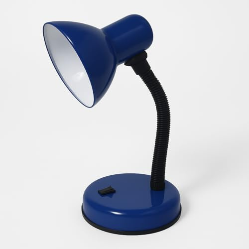BURAKH Simple Design Study Desk Lamp Flexible Neck E27 40W Table Lamp Without Bulb for Studying Book Reading - Desk Light Toggle Switch-Home Light (Blue)