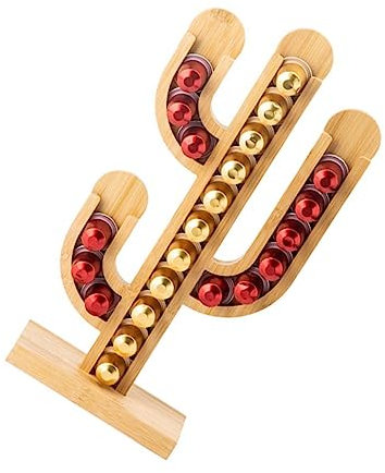 Alipis 1pezzi Cialde Da Caffè in Bambù Decorativo Forma Di Cactus Per Capsule Di Caffè Capacità e Ingombro Ridotto Per Cucina o Bar