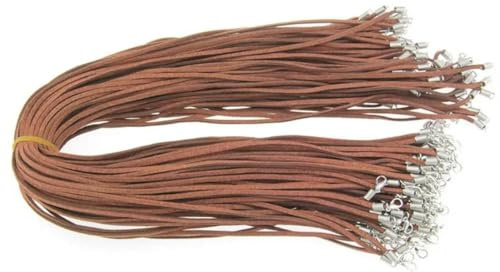 OMEVU 10 Pezzi di Cordoncino in Pelle Scamosciata Nera e Marrone per Collana Fai da Te con Chiusura a moschettone Accessori per Gioielli Fai da Te