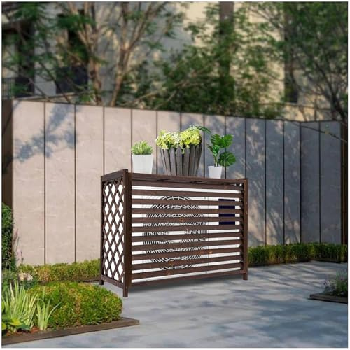 DVTFRUI Air Conditioner Privacy Screen, Retro Wood Air Conditioner Fence Screen, Privacy Fence Covers, Composter Bin,Trash Can Fence,AC Decorative Fence,100x43x94cm