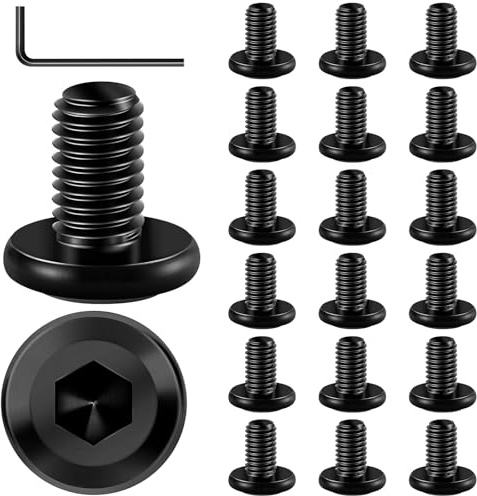 20 Stück M6 x 12 Schrauben, Flachkopfschrauben M6, Linsenkopfschrauben Edelstahl A2 V2A, Innensechskant Flachkopf Vollgewinde M6 Schrauben mit Schraubenschlüssel für Montage Wartung