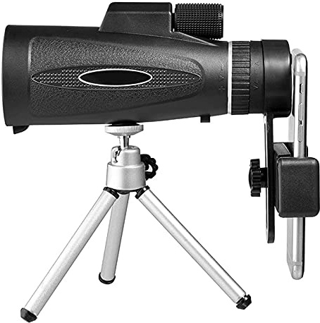 Télescope 12x50 Zoom Optique HD Objectif + Trépied + Clip pour Téléphone Universel Convient pour Randonnée Exploration Observation Voile Observation des Oiseaux