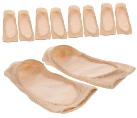 FRCOLOR Calcetines Invisibles Antideslizantes Para Mujer, Tipo Sandalia Dedos Separados, Color Nude, 5 Pares, Diseño Transpirable y Corte Uso Diario y Calzado Abierto