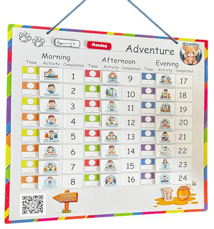 Clever Cubs Visual Timetable for Kids – Magnetic Daily Routine Chart & Routine Planner Board for Toddlers & Preschoolers, Daily Visual Schedule with Activity Tiles