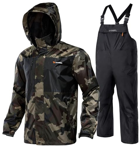 Rodeel Mens Waterproof Jacket and Overalls Set Windproof Rain Jacket Bid Suit Ultimate Protection for Outdoor Adventures