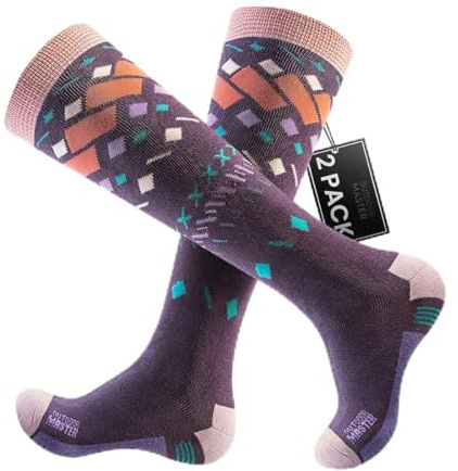 OutdoorMaster Calze Termiche Sci in Cotone Premium - Calze Trekking Uomo/Donna - Confezione 2 Paia, Altezza al Polpaccio - Traspiranti, Antiscivolo e Resistenti, per Sci, Snowboard e Outdoor