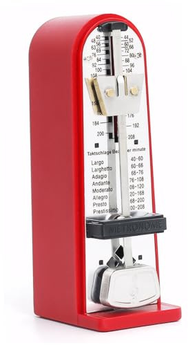 Mechanisches Metronom, präzises verstellbares Metronom aus Metall mit klarer Skala, lautem Klang, rote Farbe für Gitarre, Klavier, Violine und mehr