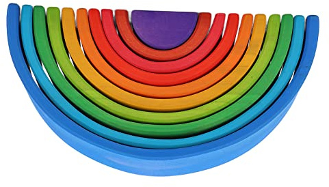 Alomejor Grimms Holzstapel Spielzeug Farbenfrohe Bausteine ​​Bildungsrätsel für und Kleinkinder, Sichere Oberflächen -Everf, 10 Teile für die Frühe Bildung
