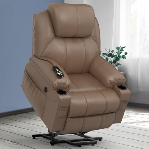 YONISEE Lift chairs recliners for elderly,Recliner Chair with Massage and Heat, Extended Footrest, Heavy Duty Motor Large Recliners for Living Room USB Port, Cup holders, 2 Side Pockets