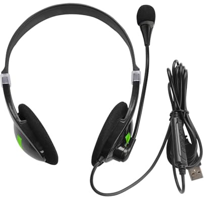 Cuffie USB – Cuffie per laptop da 1,5 pollici, comode cuffie per PC, cuffie nere per riunioni con microfono, auricolari multifunzionali per chat, call center, chat, ultra C
