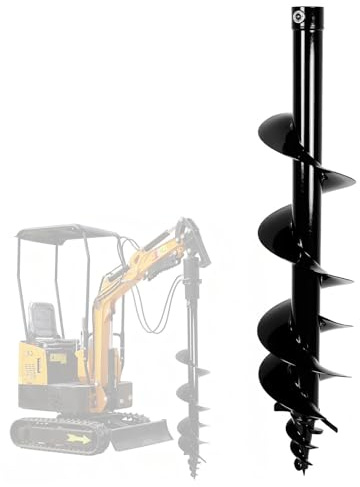 8 Inch Diameter x 34 Inch Length Earth Auger Drill Bit, Spiral Post Hole Digger Replacement for Fence Posts, Deck Footings and Planting
