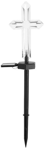 BIUDECO Luce Solare a Croce per Cimitero Picchetto da Giardino, Luci Tombali per Esterni Impermeabili LED a Energia Solare per Illuminazione Commemorativa