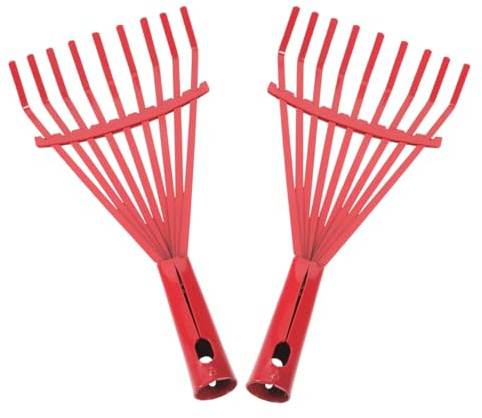 Milisten 2 Rastrillos de Acero para Jardín 9 Dientes, Herramienta Manual para Limpiar Hojas, Rastrillo de Hojas Grande para Mantenimiento y Paisajismo, Adecuado para Césped y Áreas
