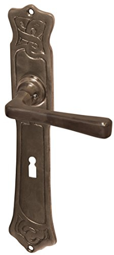 Jugendstil Türbeschlag, Türklinken antik mit Langschildern für Innentüren, Messing antik patiniert, Modell 'Ried im Innkreis A' - handgefertigt nach historischen Vorbildern