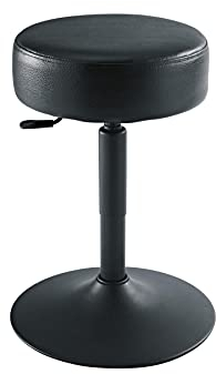 K&M 14092 Pianohocker mit Gasdruckfeder Schwarz - Stahl, Kunstleder - flexibler Sitz für Pianisten, rund, hoher Komfort