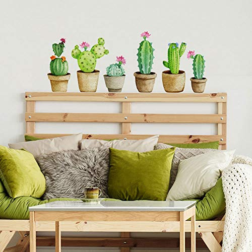 kina - UVCD0033 Adesivi Murali Stickers Piante grasse Fiori Cactus Decorazione Muro Soggiorno Cucina Camera da Letto Ingresso - 80x20 cm
