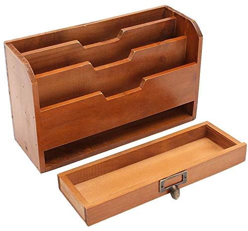 Freedomanoth Briefständer Dokumentenablage Holz Büro Ablage Postablage Schreibtisch Organizer Briefablage Box Für, Papiere Und Dokumente