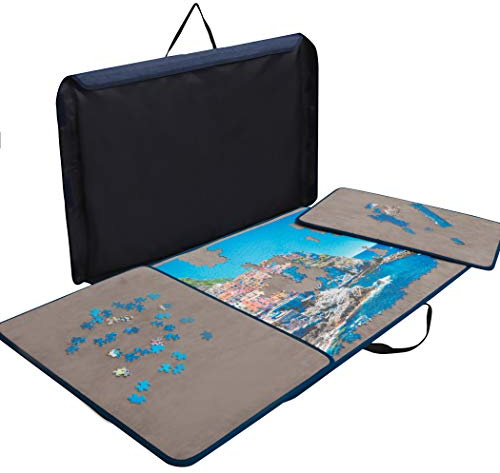 Becko US Jigsaw Puzzle Board Portable Puzzle Case Puzzle Storage Saver, Non-Slip Surface, for Up to 1000 Pieces (Dark Gray)