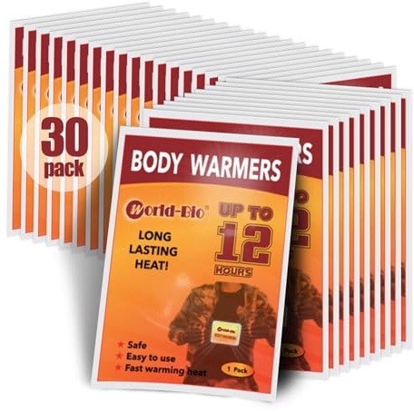 MR.ICE 30 Packs Body Warmers Large Pads with Adhesive Backing Gives 12 Hours Warm (5.1’’×3.7’’) for Women Men Kids, Big Heat Sticker for Camping Hiking
