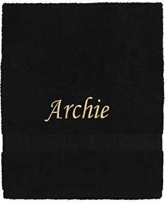 La Maison Personalised Embroidered Face Hand Bath Sheet Beach Towel Swimming Towel Any Name 100% Egyptian Cotton Supersoft Durable Everyday Towels (Bath Towel, Black)