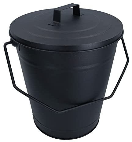 AB Tools Coal Bucket & Lid Black Metal Ash Tidy Bin Coal Carrier Fire Log Burner Kindling