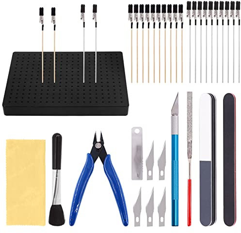 Keadic 37pcs Kit Peinture Modèle Comprend Outils Base Professionnels De Modèle Gundam, Support Base Support Peinture Et Outils De Modélisation Clips D'alligator Pour Airbrush
