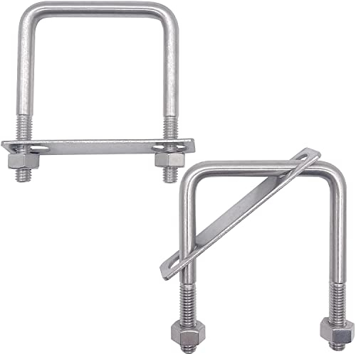 2Stück U-Schrauben Schellen Bügelschraube Quadratische U Bolzen 304 Edelstahl Vierkant-Bügel Achsplatte 3/8-16 mit Muttern Rahmengurte Bügelbolzen für Abschleppen von Autos Schiffen Reparatur,107x95mm