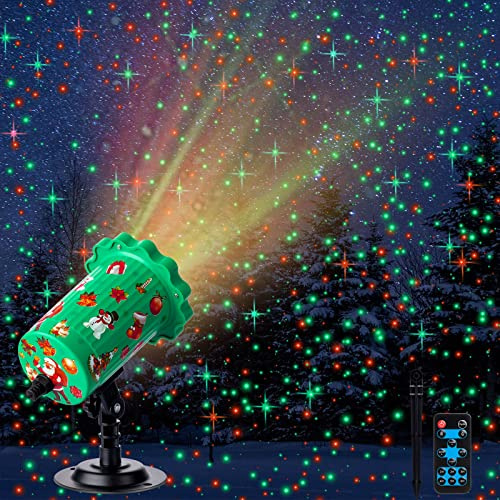 Treela Proyector de luces de Navidad para exteriores, luz de proyección impermeable estrellada con control remoto, focos LED de paisaje para fiesta de Navidad en el patio