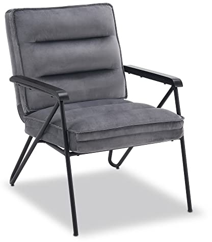 M MCombo Grau Relaxsessel, bequemer Polstersessel, moderner Wohnzimmerstuhl, Fernsehsessel, Samt, 4750-1 (ohne Hocker)