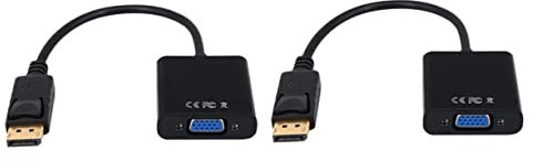 KICHOUSE 2pcs DisplayPort to VGA Adapter Cable Audio 1080P DisplayPort to VGA Converter for Computer Projector TV LED Display Black