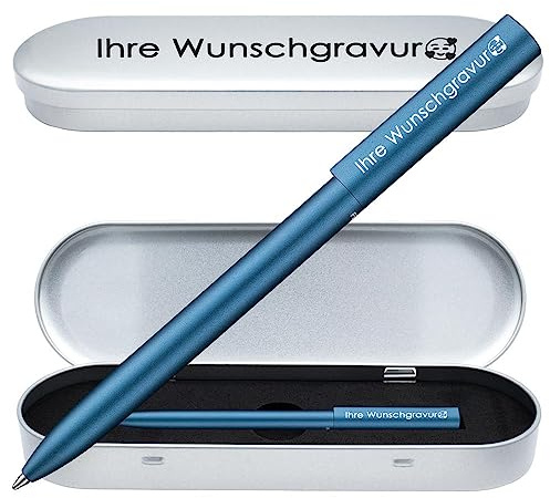 Pelikan Kugelschreiber Ineo® mit Gravur | inkl. Etui mit Wunschgravur (Platz für 10 Stifte) | Petrol - Blau | Kugelschreiber mit Gravur als Geschenk & Symbol mit Geschenkverpackung