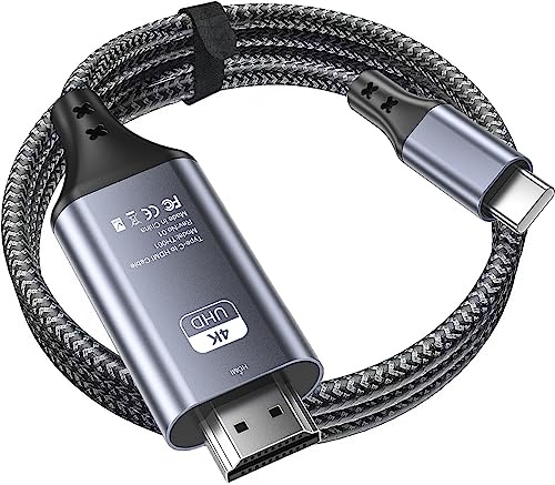 3BAO Cable USB C a HDMI de 2 m 4K60Hz, cable USB tipo C a HDMI trenzado de nailon Thunderbolt 3/4 a HDMI compatible con MacBook Pro/Air 2020, iPad Air 4, iPad Pro 2021, Samsung Galaxy S23 S22, Steam