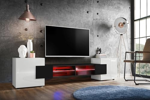 Komodee TV Schrank Merano A2 Weiß/Schwarz/Weiß 230x52,5x35 cm