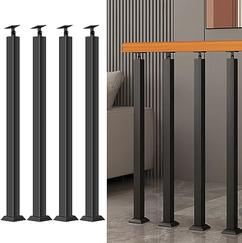 85/90/100 cm Treppengeländerpfosten zur Frontmontage, für den Innen- und Außenbereich, um 270° verstellbare Metallgeländerpfosten, Treppengeländer mit Schraubenset für Terrasse, Balkon und Veranda