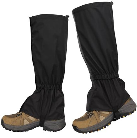 LAEMILIA Outdoor Wasserdicht Gamaschen Staubdicht Einstellbare Beinschutz Gaiter vor Schnee/Regen/Insekten Schutzüberschuhe für Wandern, Trekking, Klettern, Jagen (Schwarz, Einheitsgröße)